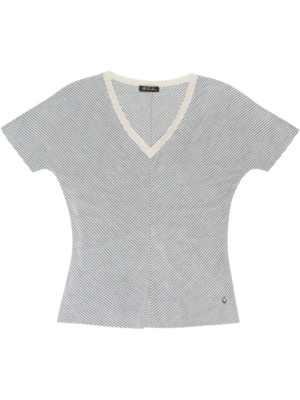 Loro Piana Striped Silk T-shirt in White