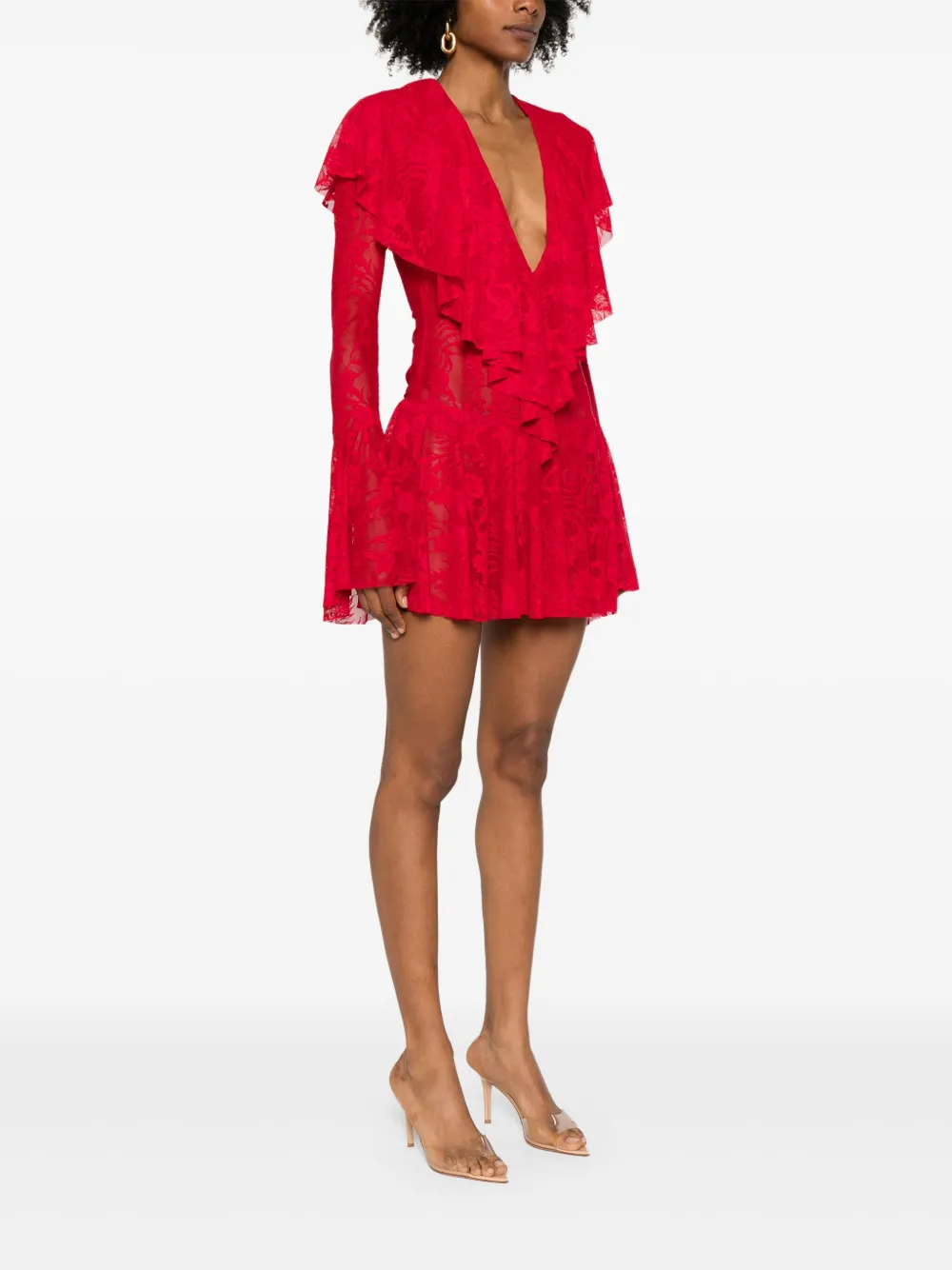Norma Kamali V-neck Ruffled Mini Dress