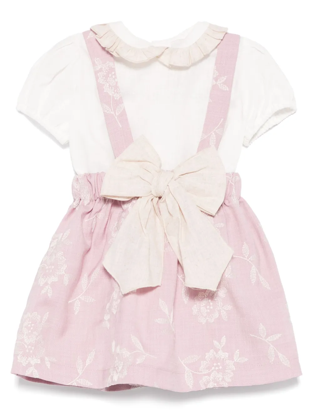 Image 1 of La Stupenderia floral-embroidered dress set