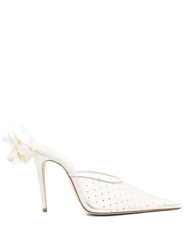 Magda Butrym 105mm Flower-embellished Mules in White