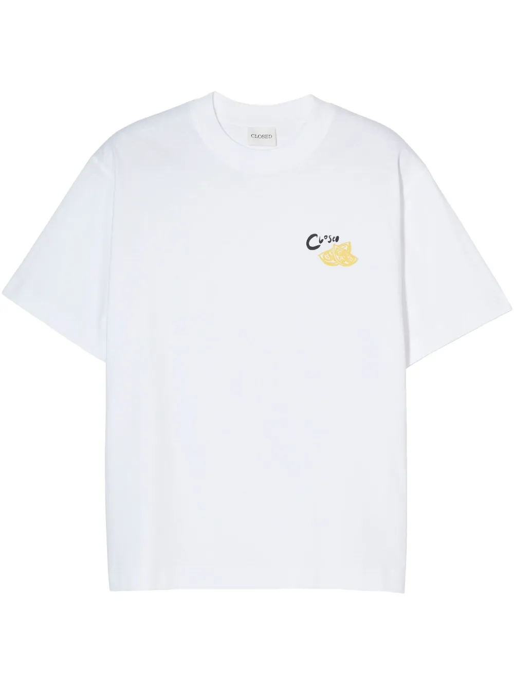 Closed T-shirt met geborduurd logo Wit