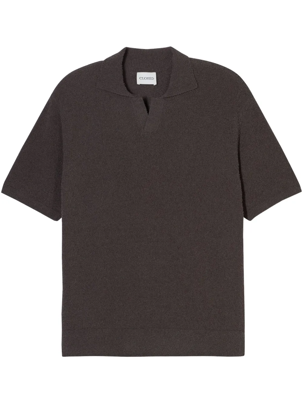 Closed Bouclé gebreid poloshirt Bruin