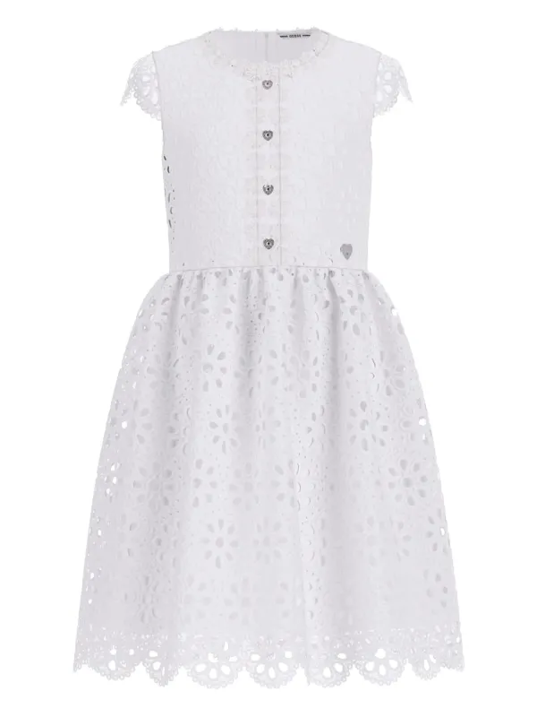 Guess Kids lace-panel Dress | White | FARFETCH TW
