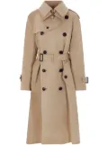 sacai double-breasted twill trench coat - Neutrals