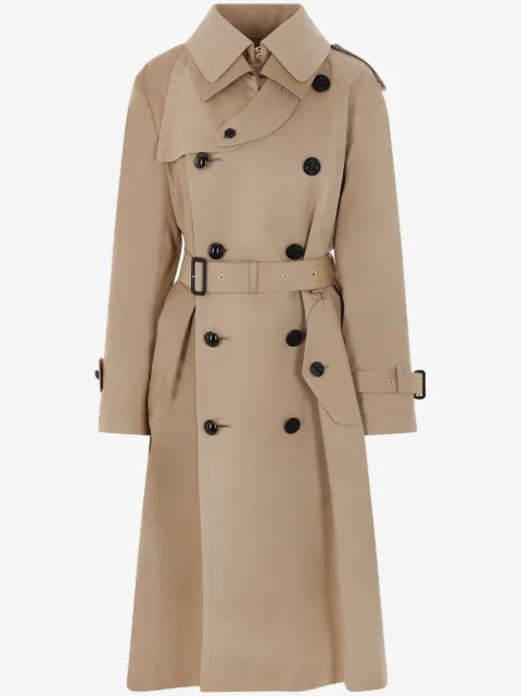 sacai double-breasted twill trench coat 