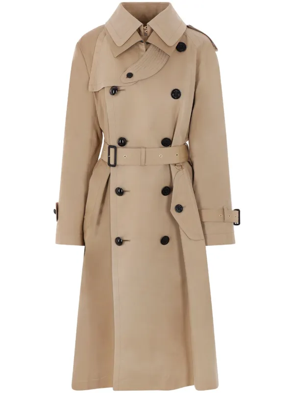 Sacai ダブルブレスト トレンチコート | ニュートラル | FARFETCH JP