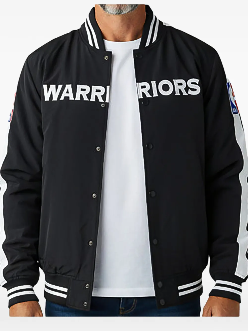 Mitchell & Ness NBA Golden State Warriors jack met bandkraag Zwart