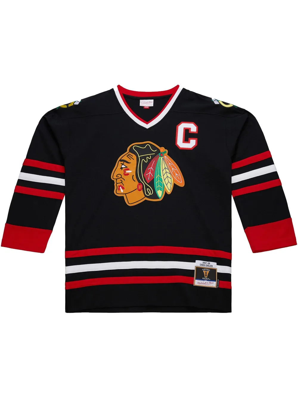 Mitchell & Ness NHL ダーク オルタネイト "Blackhawks 1997 Chris Chelios" ジャージ - Mitchell & Ness NHL ダーク オルタネイト "Blackhawks 1997 Chris Chelios" ジャージ -