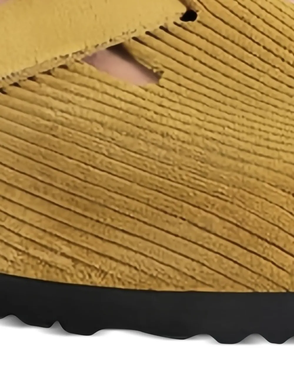 Birkenstock Boston suede embossed "Corduroy Cork Brown" mules
