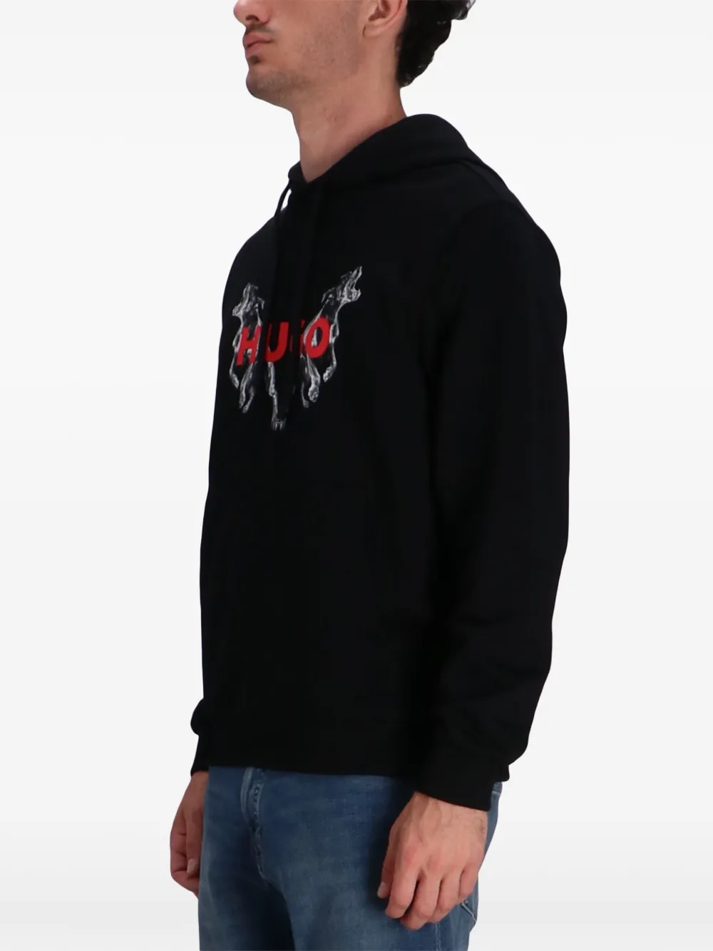 HUGO Hoodie met logoprint Zwart
