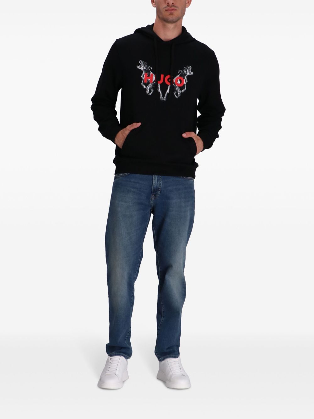 HUGO Hoodie met logoprint - 002 BLACK