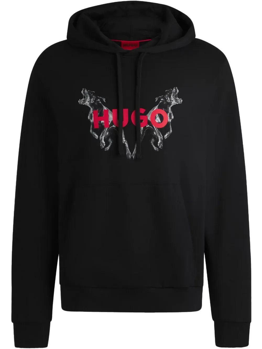 HUGO logo-print hoodie | Black | Image 1