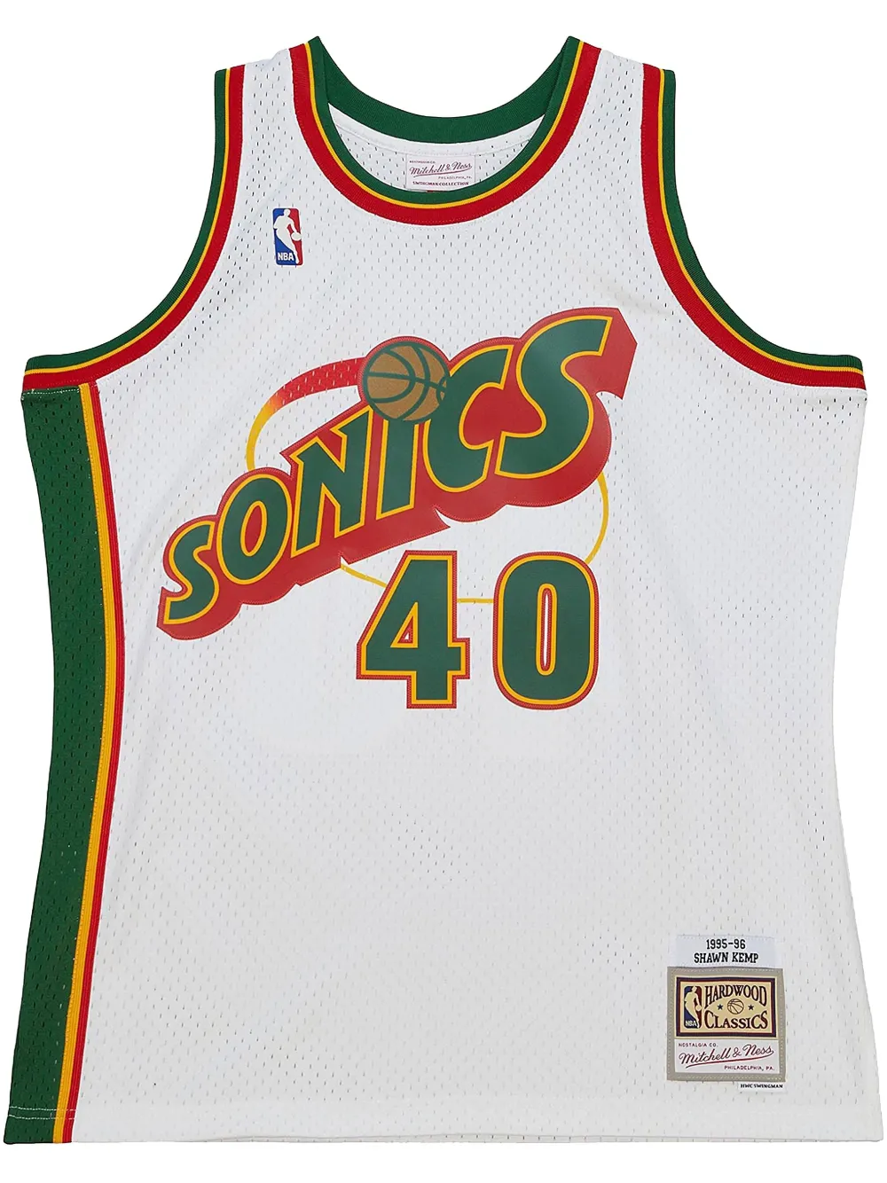 Mitchell & Ness 1995/96 Hardwood Classics Shawn Kemp Seattle SuperSonics "White" swingman jersey | White | Image 1