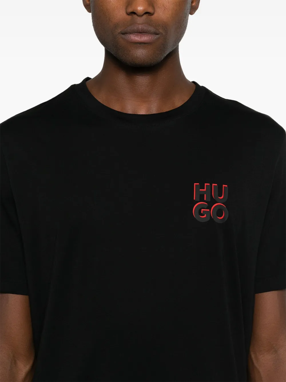 HUGO Twee T-shirts met logoprint Zwart