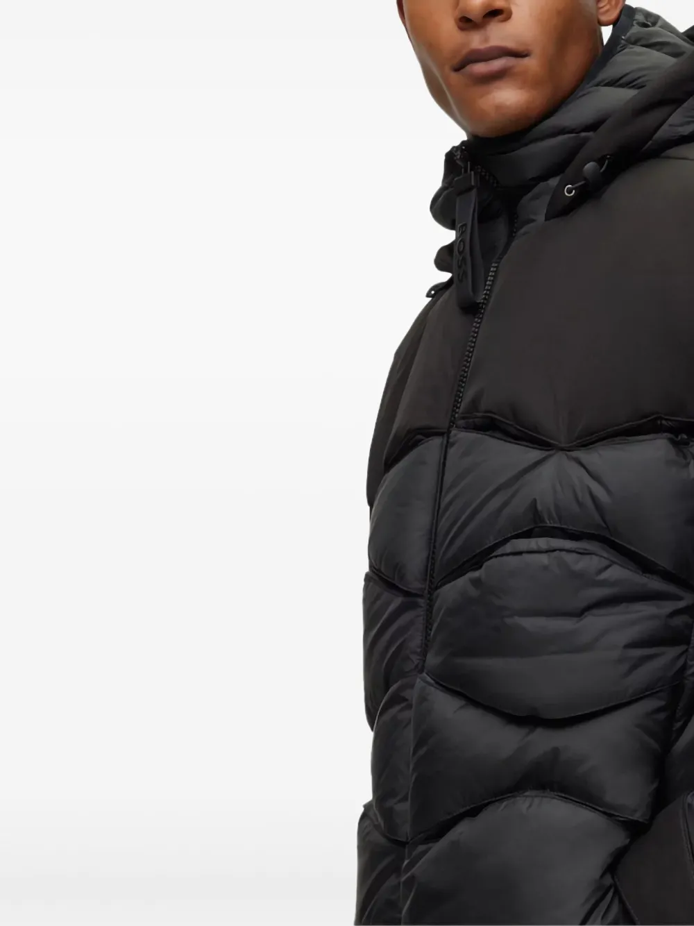 BOSS J_Convex padded jacket - Zwart