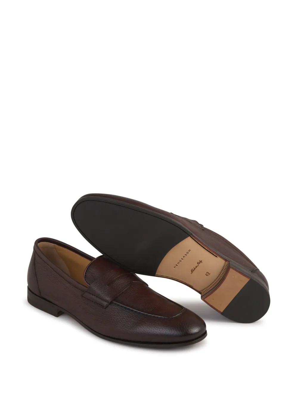 Henderson Baracco grained leather loafers Brown