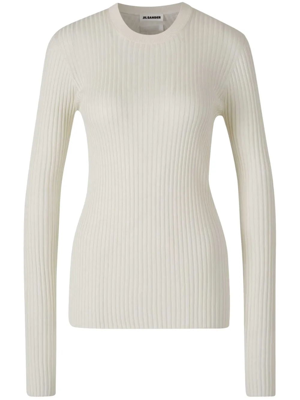Jil Sander Geripptes Seidentop | Weiß | Image 1