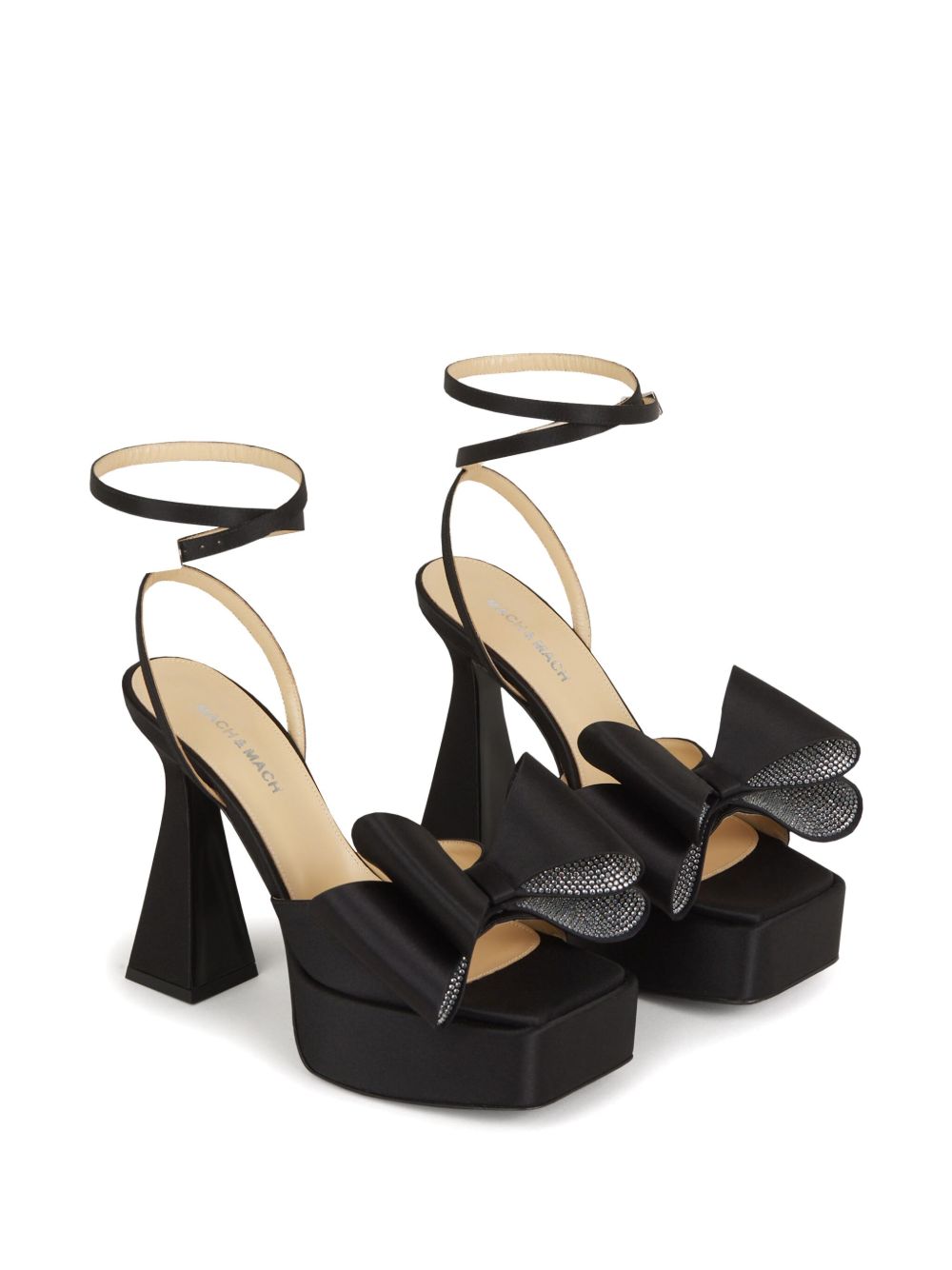 MACH & MACH 145mm Double Bow platform sandals - Zwart