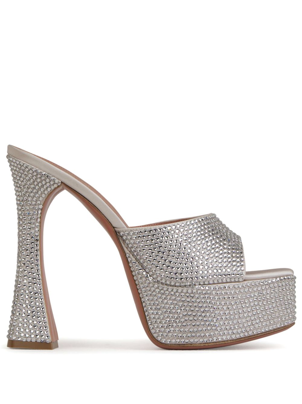 Amina Muaddi 140mm Dalida mules Zilver