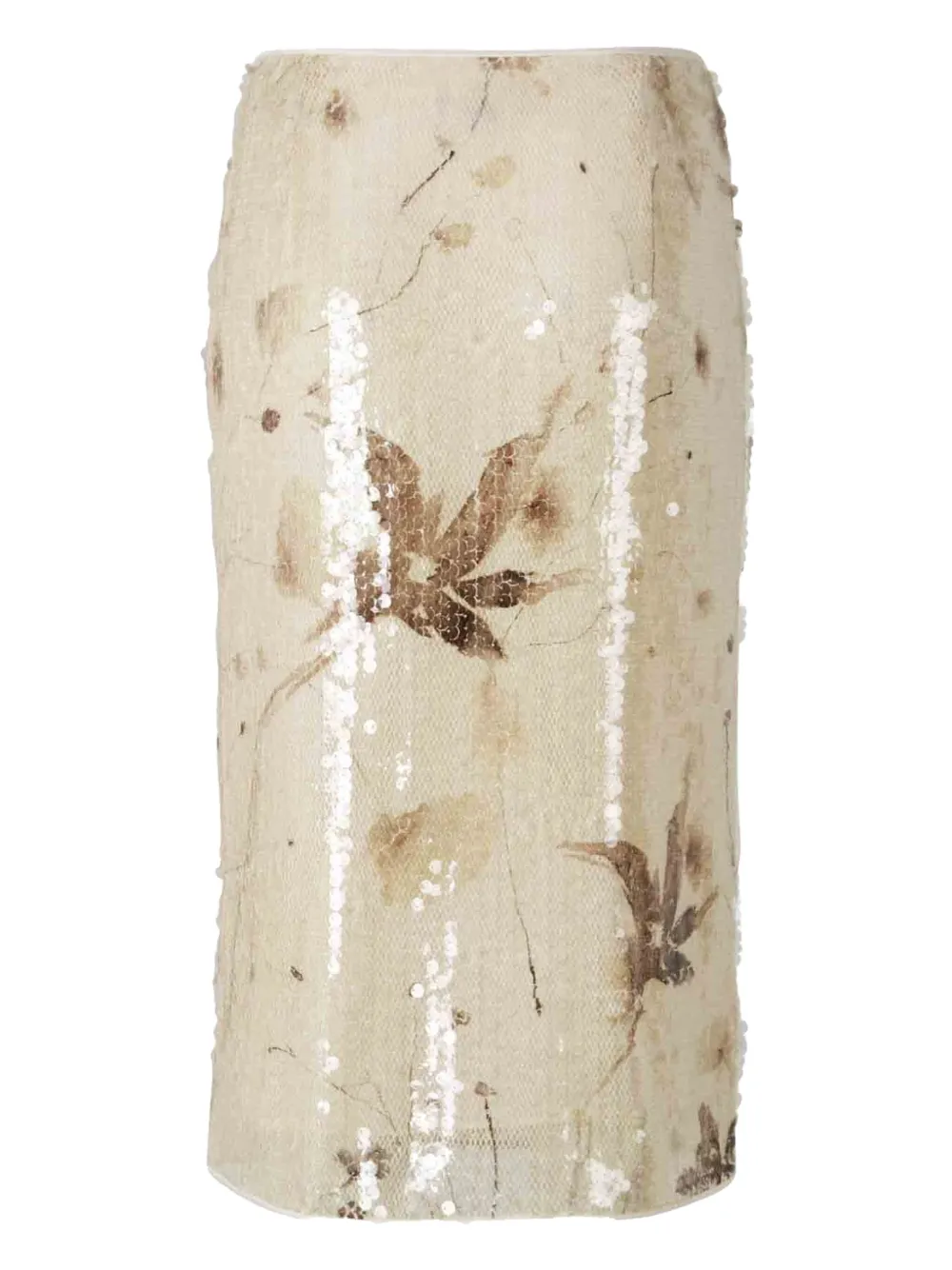 Peserico Rok met pailletten en bloemenprint - Beige