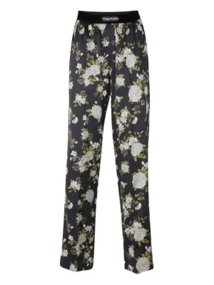 【Tom Ford】プリント サテン パジャマパンツ TOM FORD シルク混サテン パジャマパンツ フローラルプリント