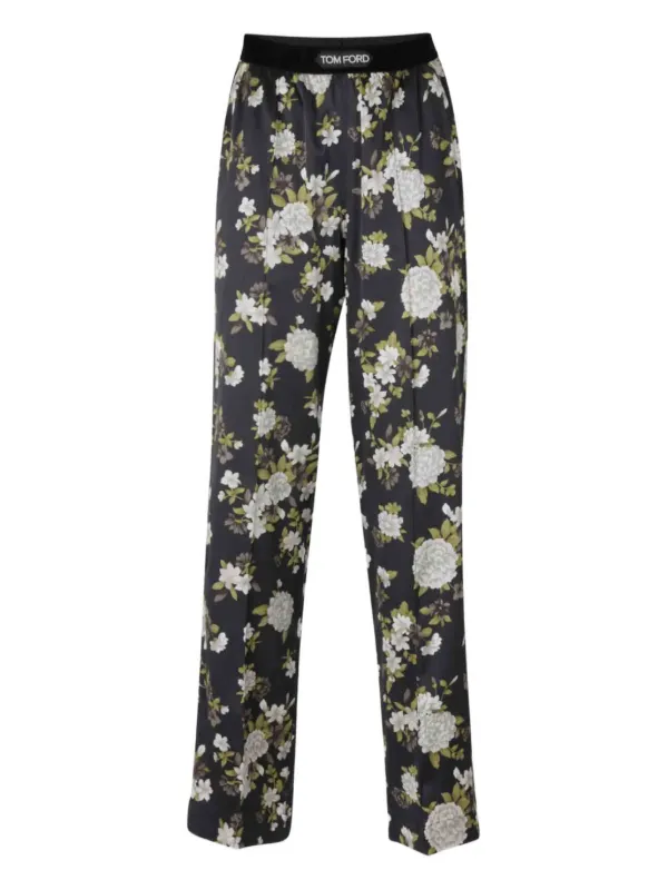 【関税＆送料込み】Tom Ford Floral-Print Pajama Trousers Cl TOM FORD floral-print Pajama Trousers | Black | FARFETCH BH