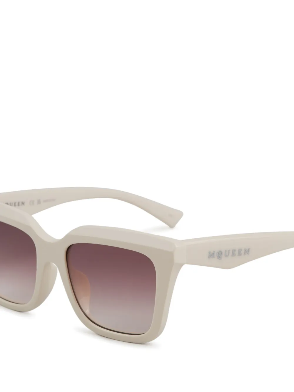 Alexander McQueen Eyewear Zonnebril met rechthoekig montuur Beige