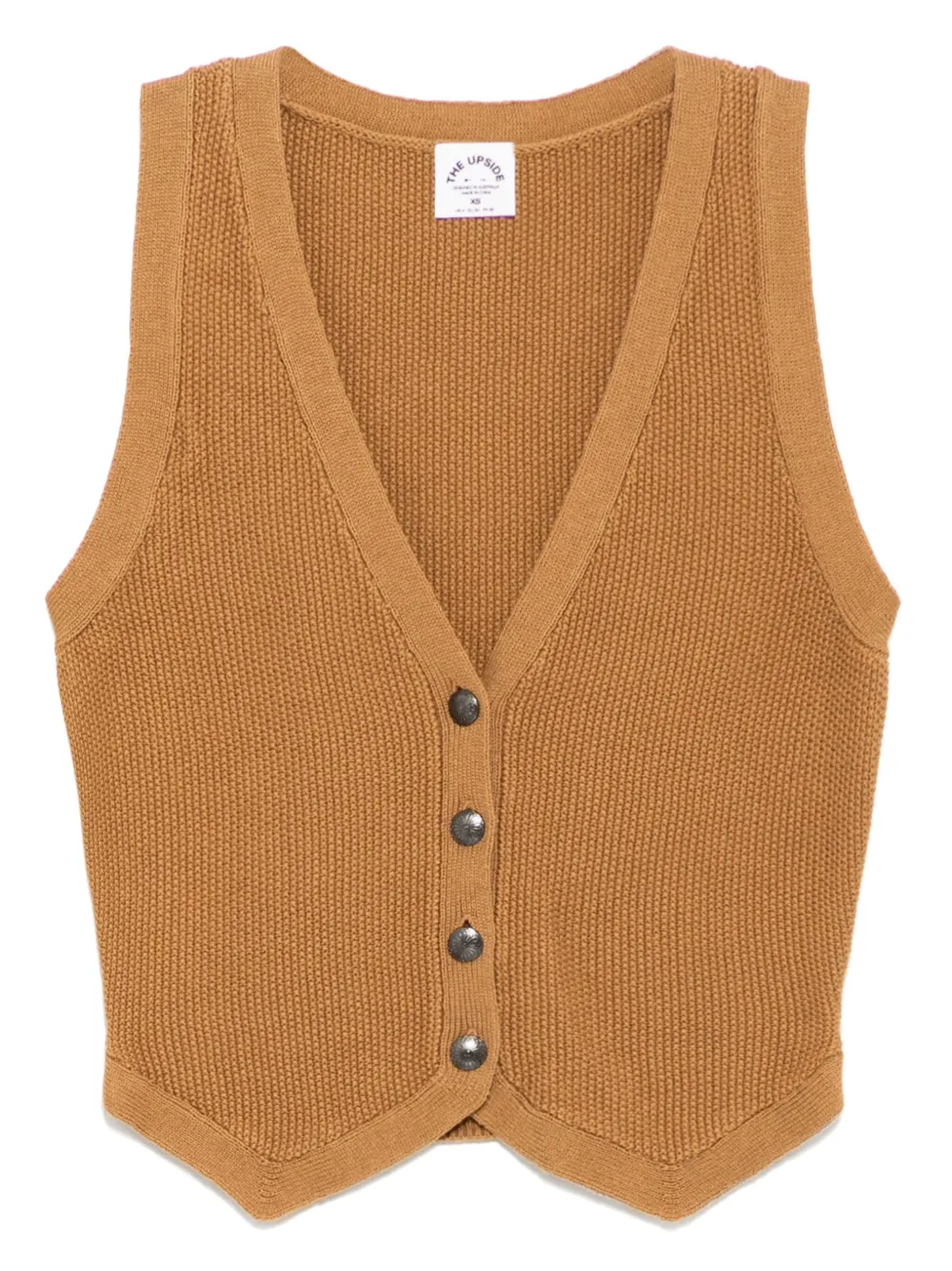 The Upside Babylon button knitted vest | Brown | Image 1
