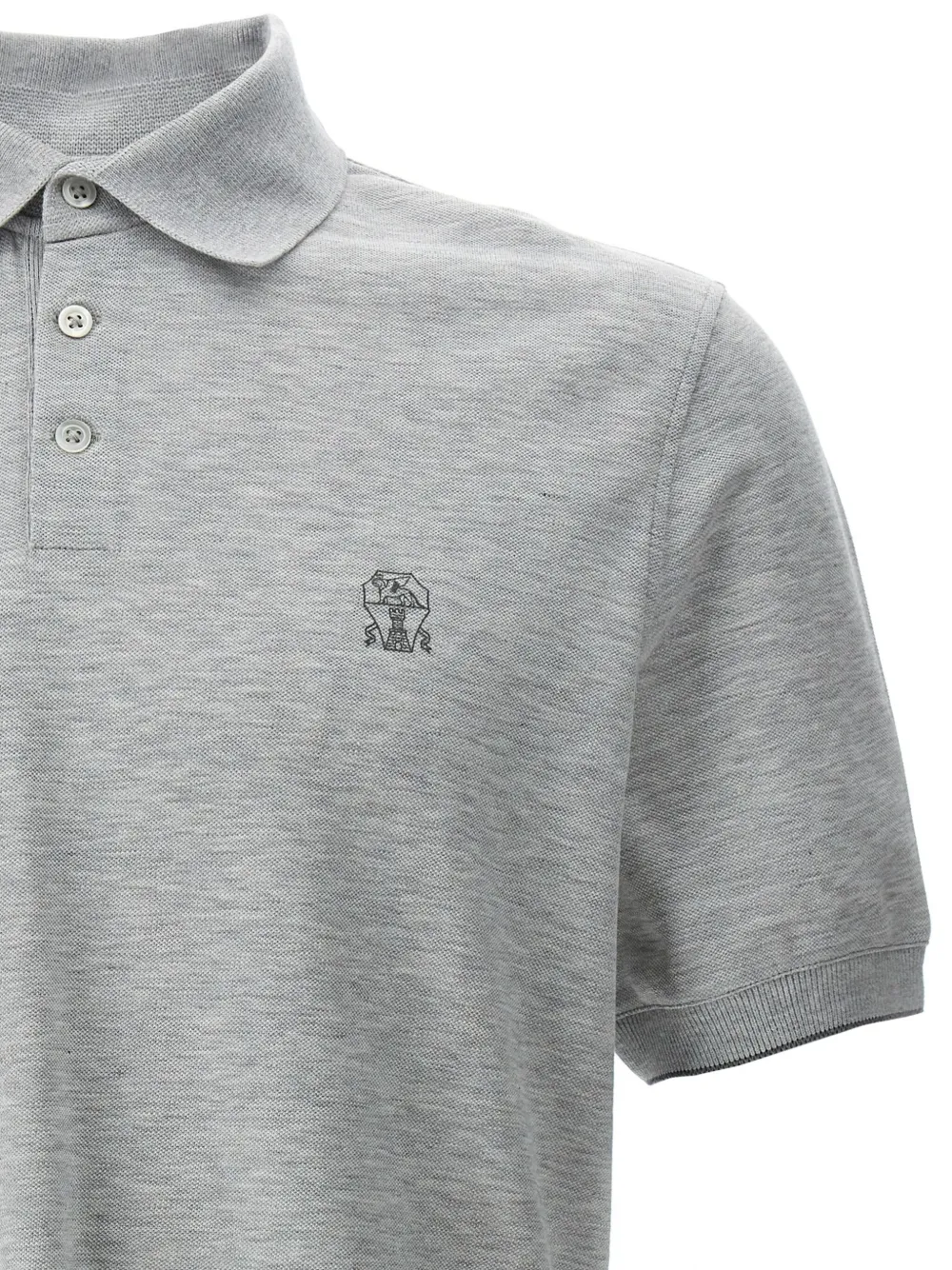 Brunello Cucinelli Piqué poloshirt met geborduurd logo Grijs