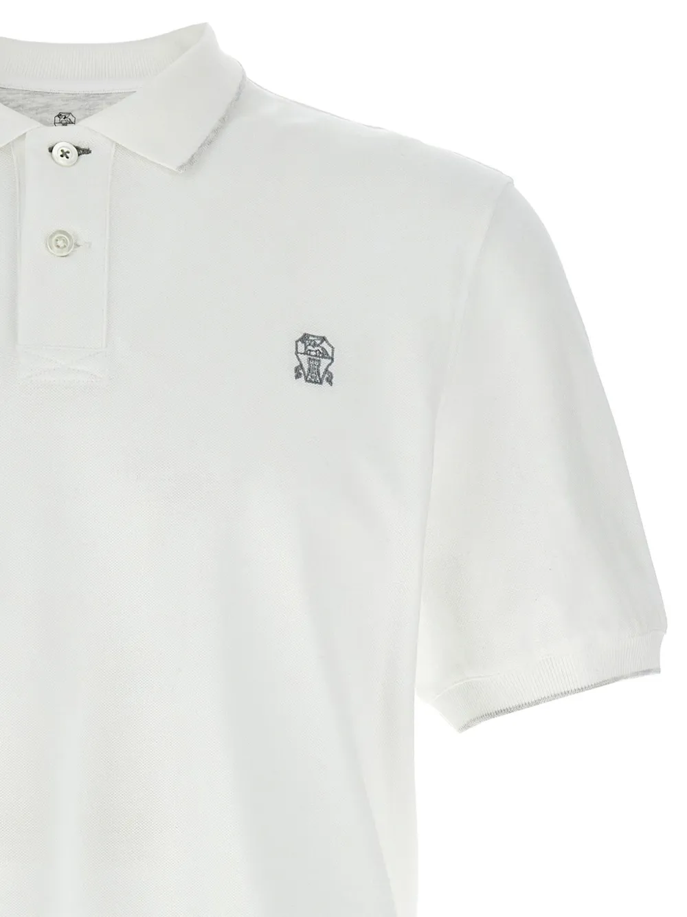 Brunello Cucinelli Piqué poloshirt met geborduurd logo Wit