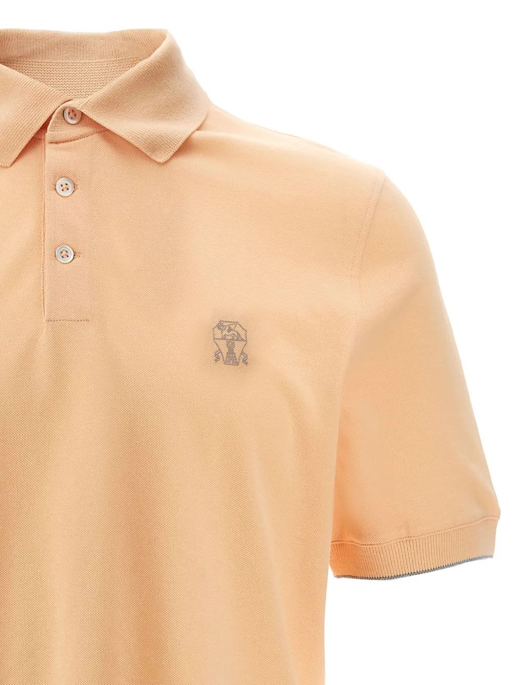 Brunello Cucinelli Piqué poloshirt met geborduurd logo Oranje