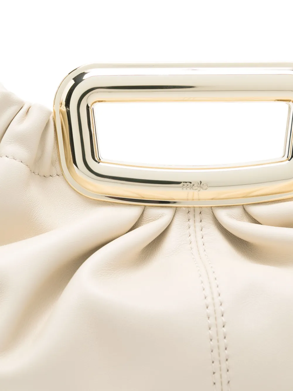 Maje Clutch met metallic handgreep Beige