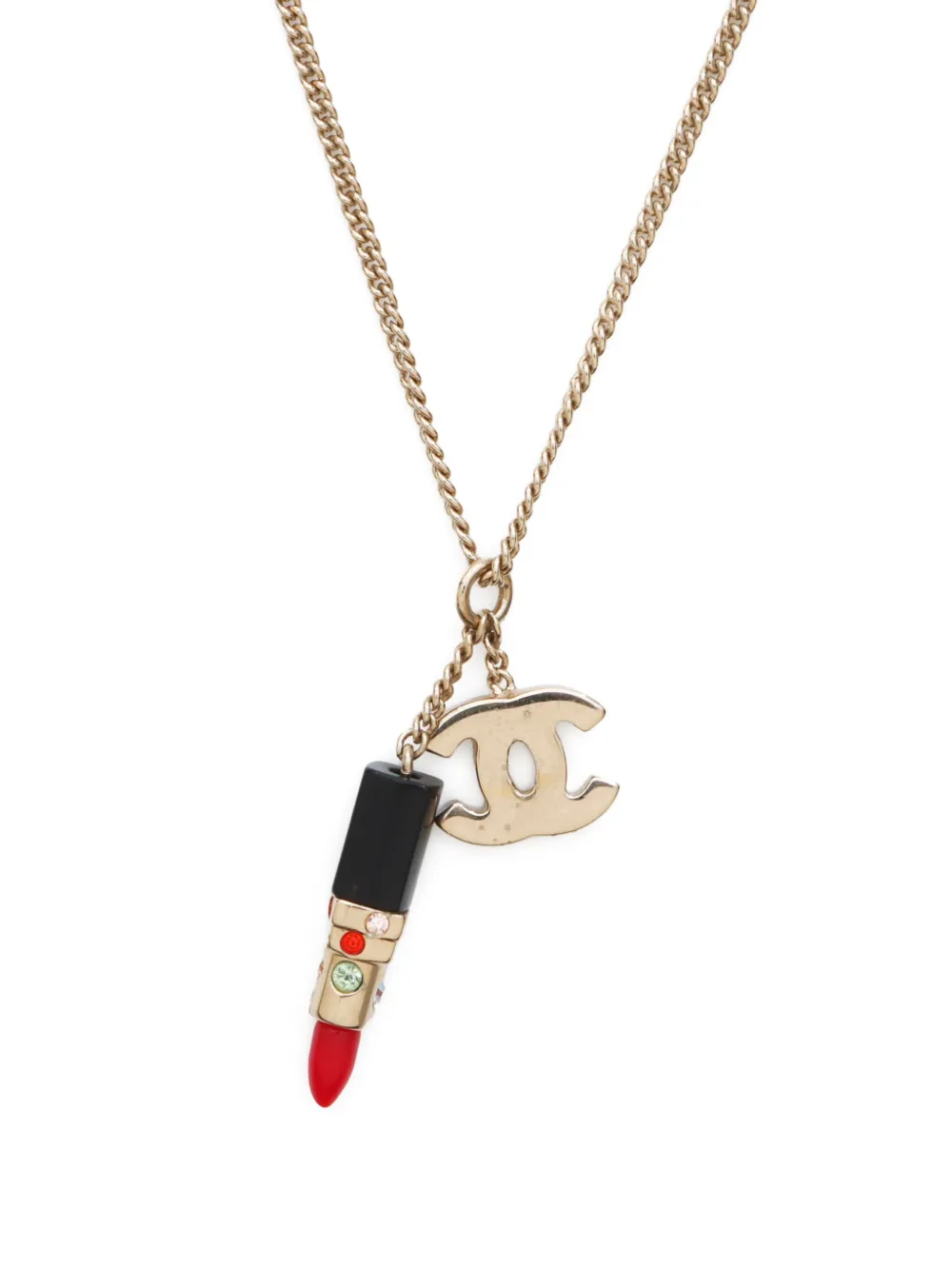 CHANEL Pre-Owned 2004s CC Mark Lipstick halsketting - Goud