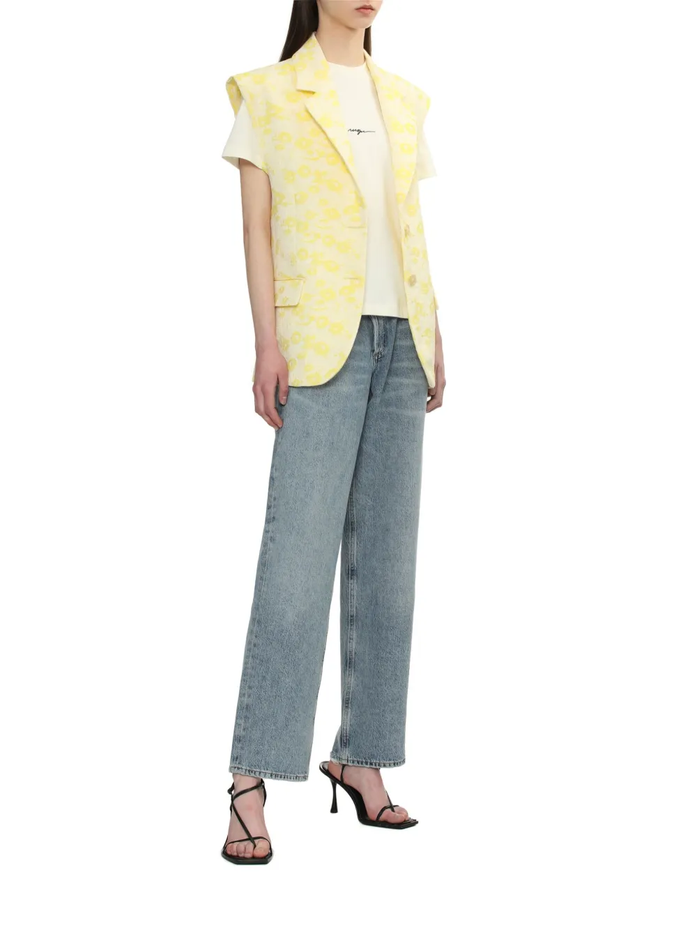 Msgm Floral Jacquard Vest In Yellow