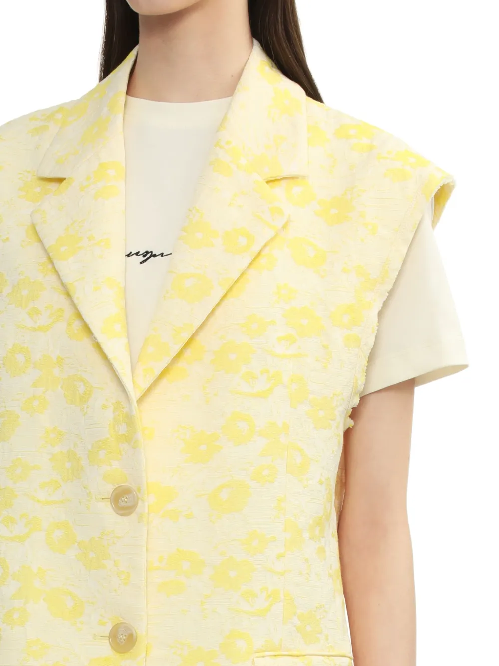 Msgm Floral Jacquard Vest In Yellow