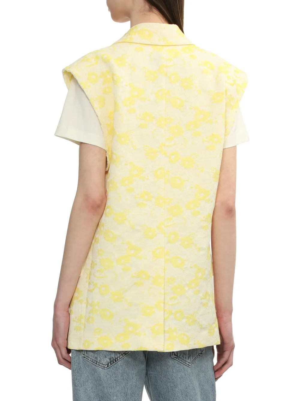 Msgm Floral Jacquard Vest In Yellow