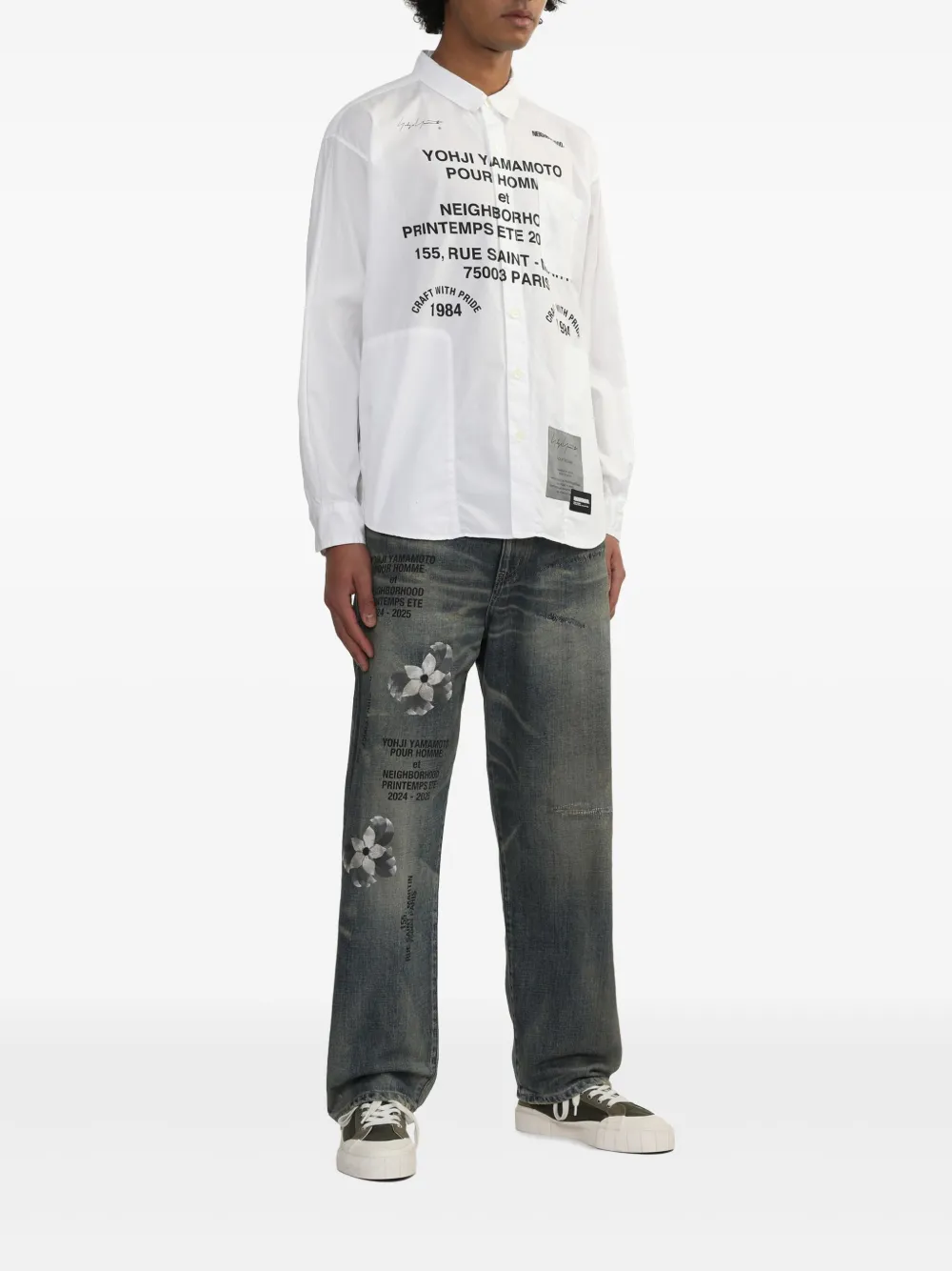 Yohji Yamamoto x Neighborhood overhemd met print - Wit