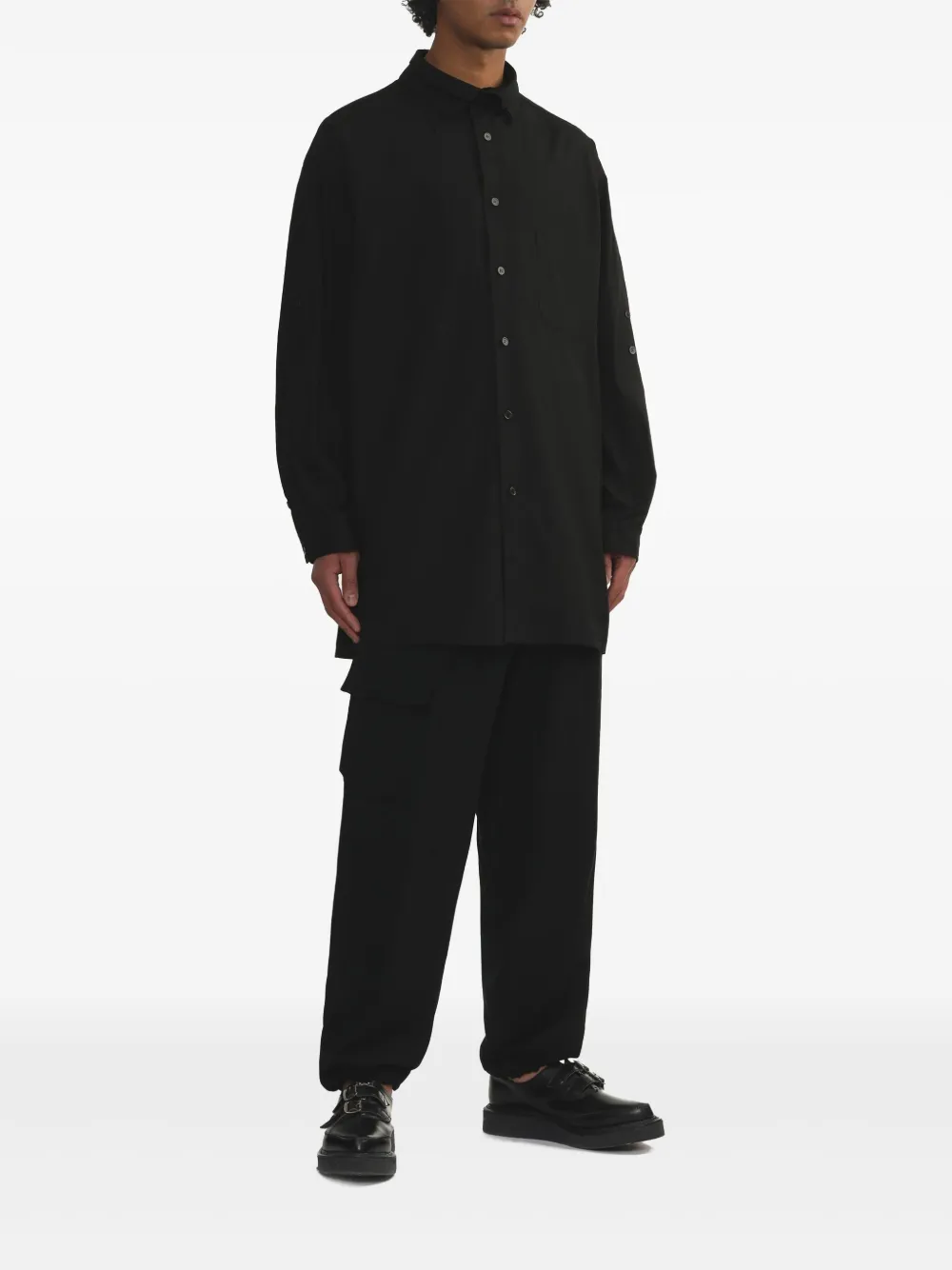 Yohji Yamamoto Straight cargo broek - Zwart