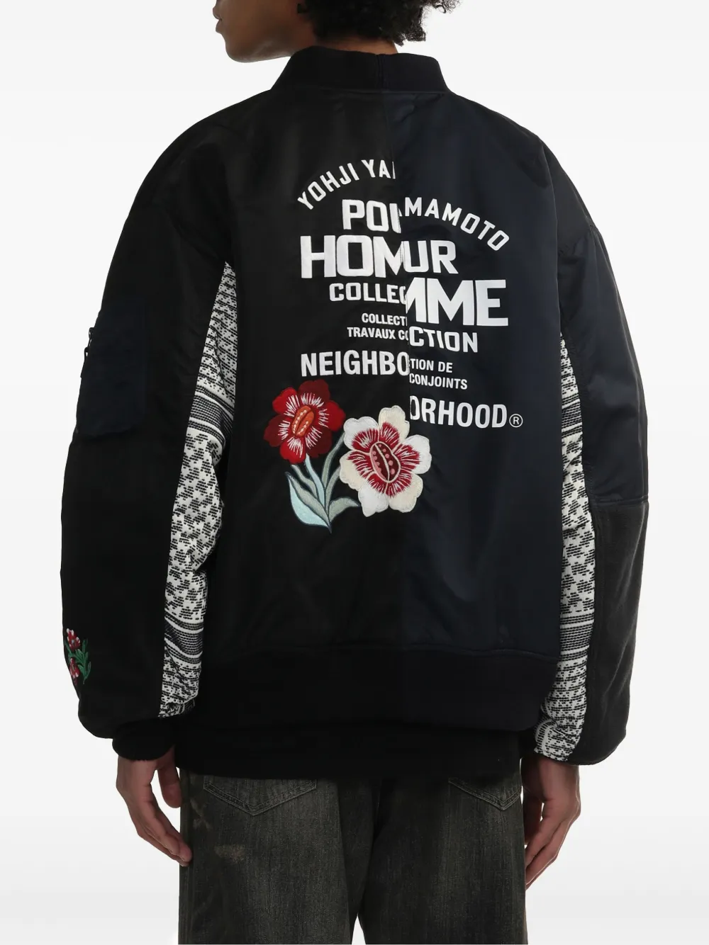 Yohji Yamamoto Bomberjack met contrasterende mouw Zwart