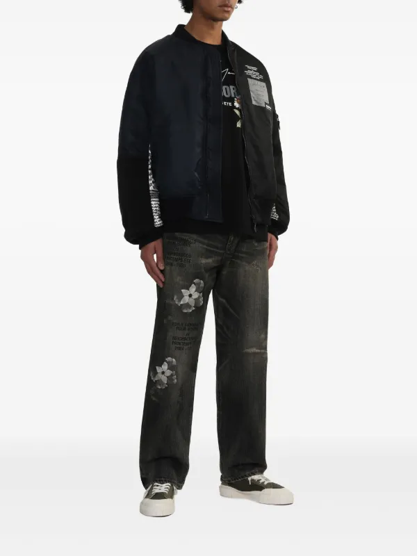 Yohji Yamamoto コントラストスリーブ ボンバージャケット | ブラック