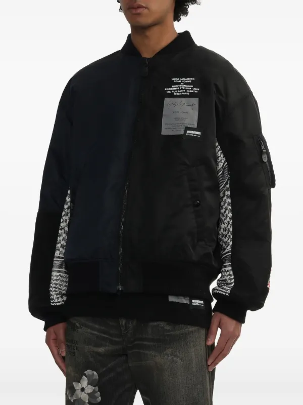 Yohji Yamamoto contrast-sleeve Bomber Jacket | Black | FARFETCH