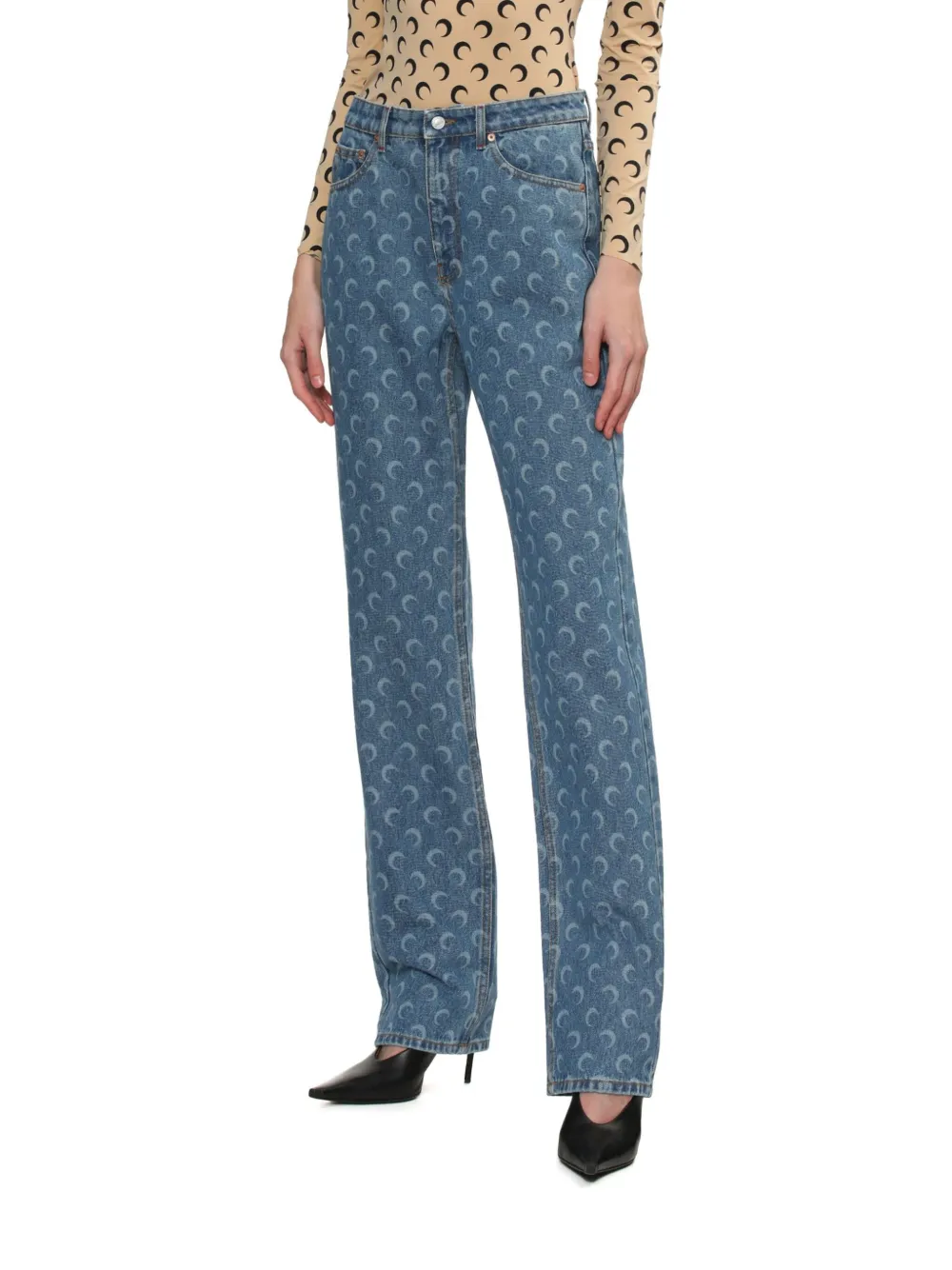 Marine Serre Straight broek Blauw