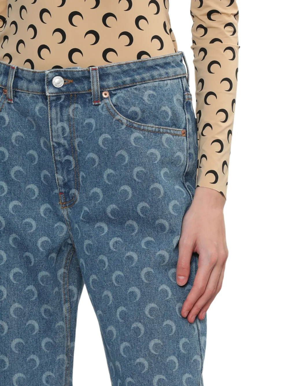 Marine Serre Straight broek Blauw