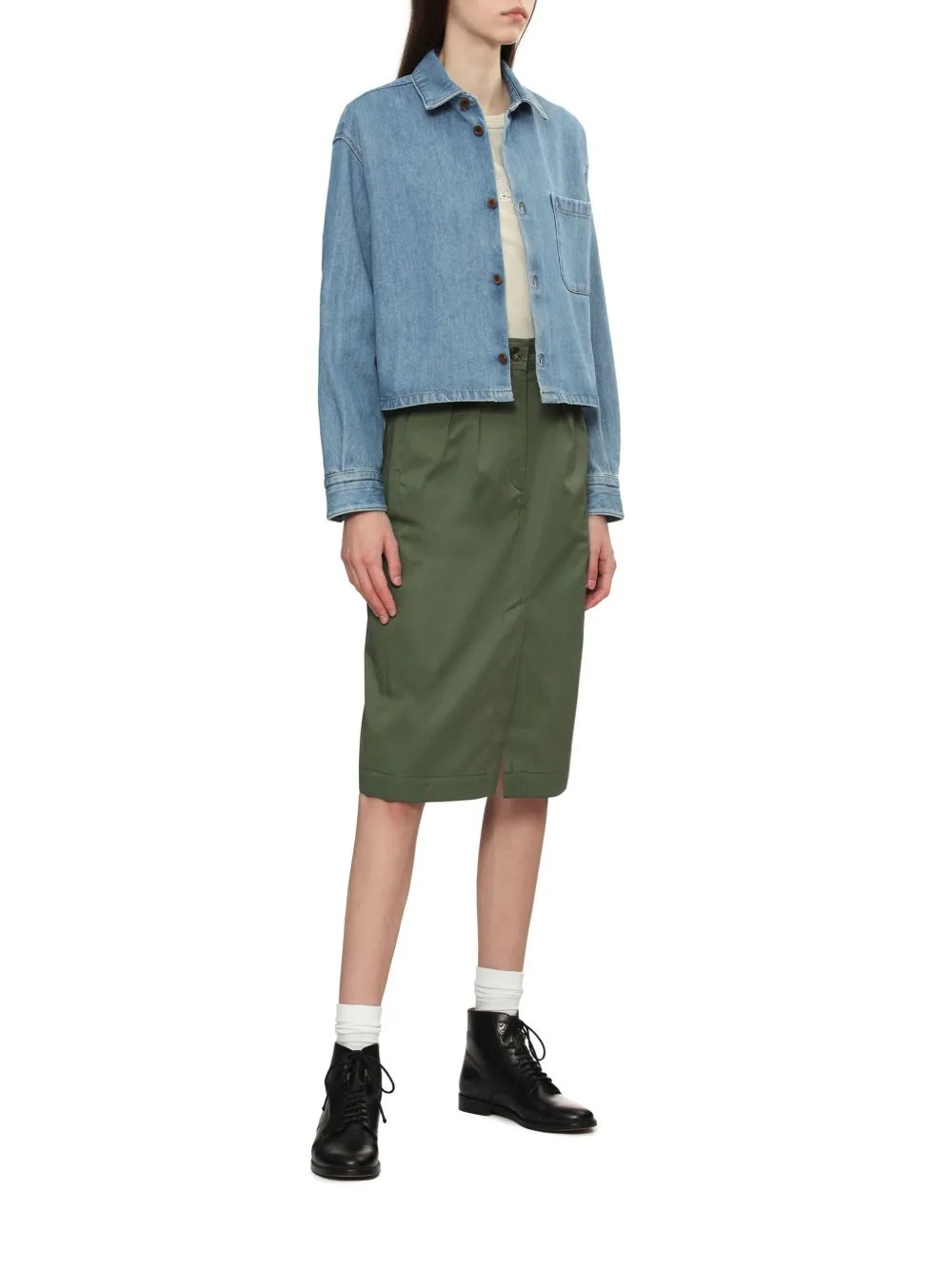 A.P.C. cotton straight skirt - Groen