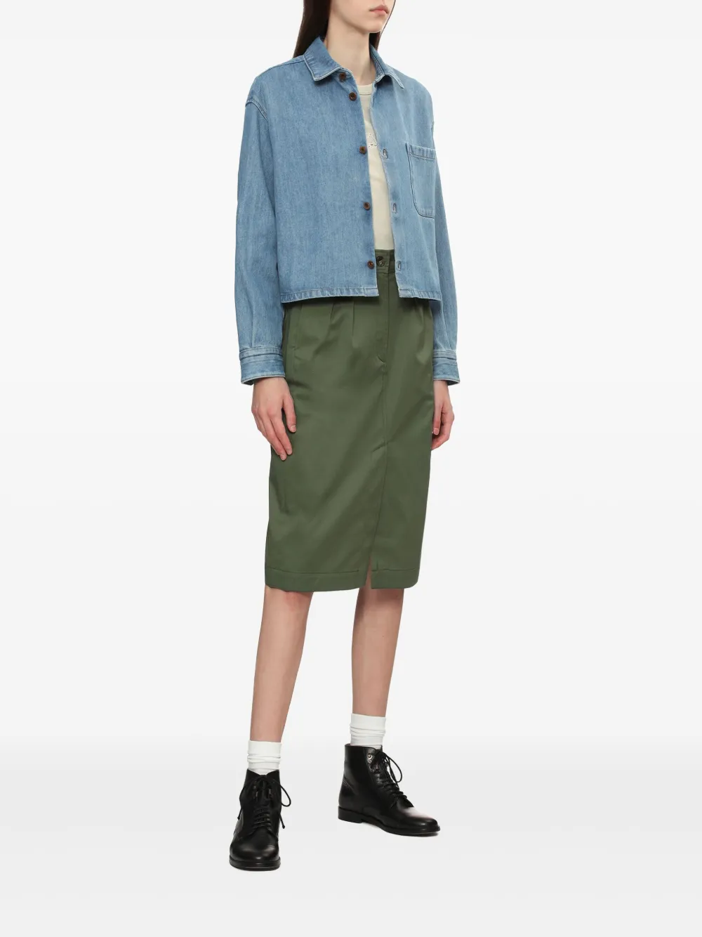 A.P.C. cotton straight skirt - Groen