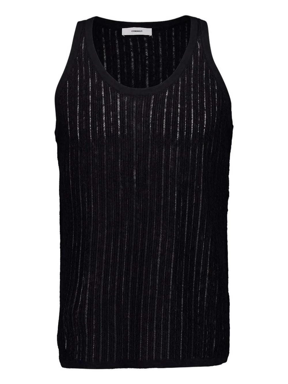 COMMAS pointelle knit tank | Black | Image 1