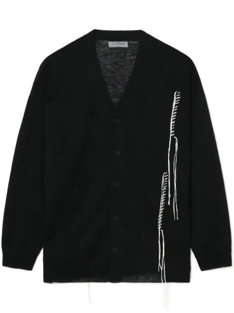Yohji Yamamoto cárdigan de cachemira con solapa en contraste