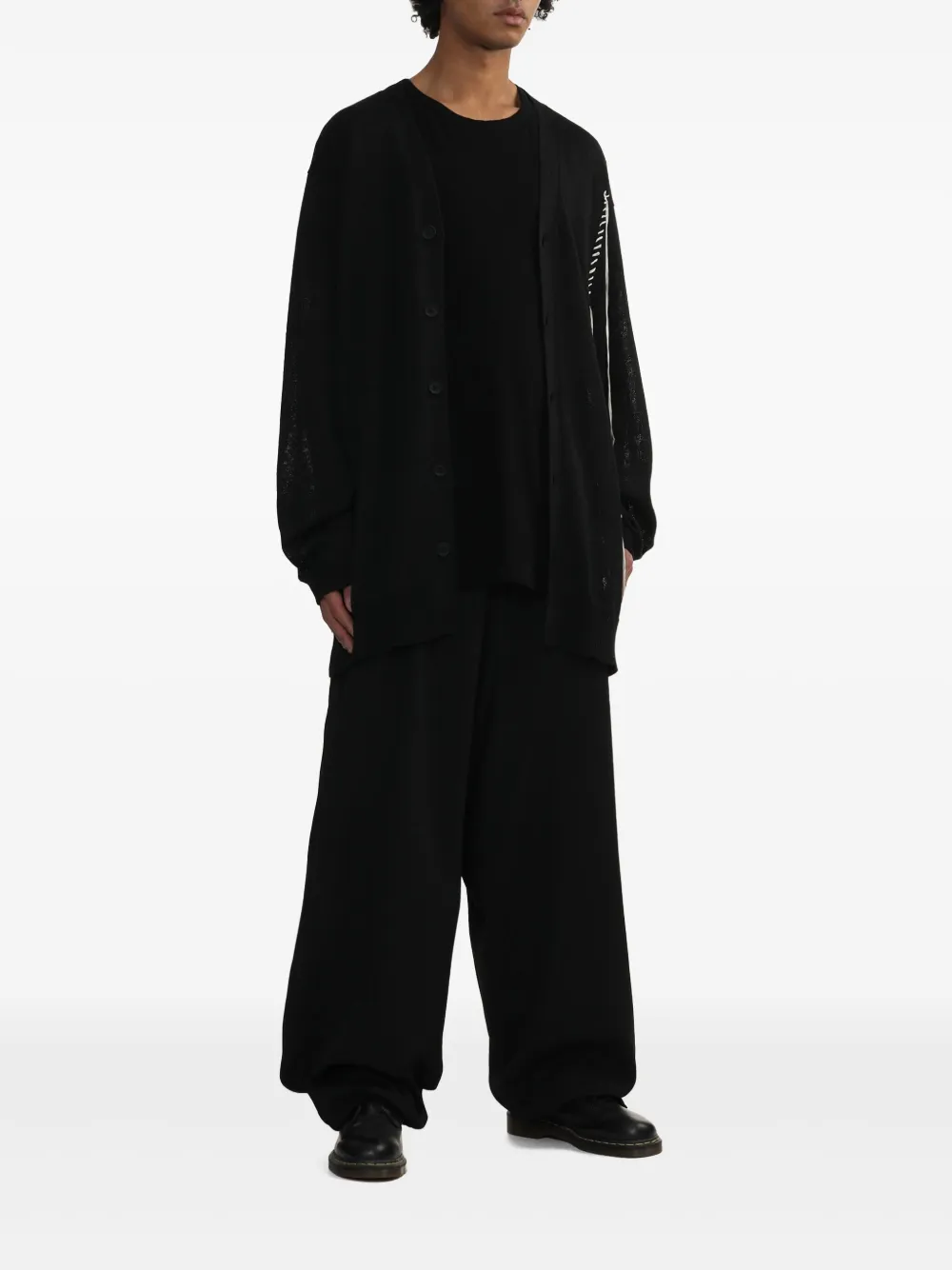 Yohji Yamamoto Vest met contrasterende stiksel - Zwart