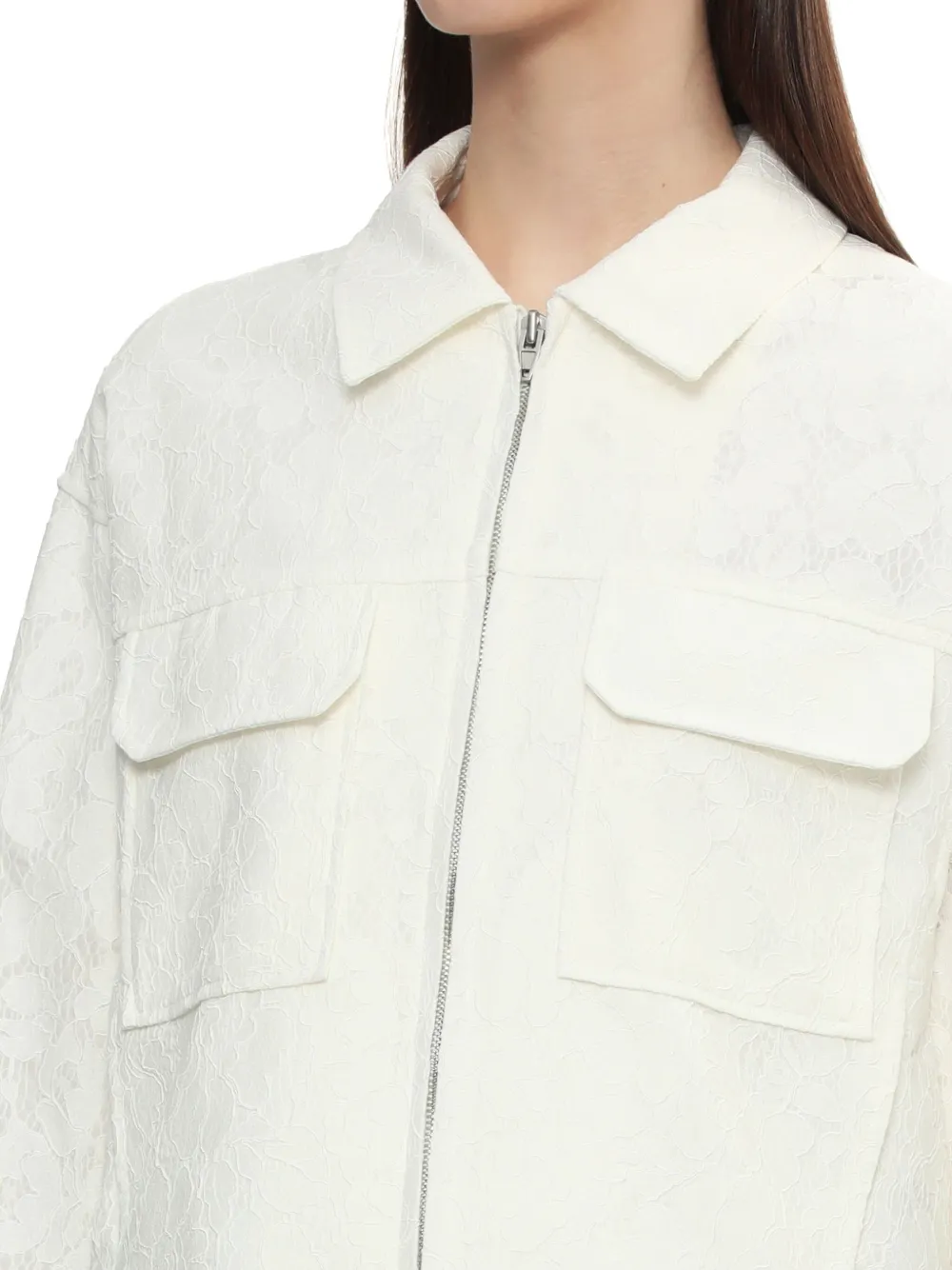 Juunj Lace-panelling Jacket In White