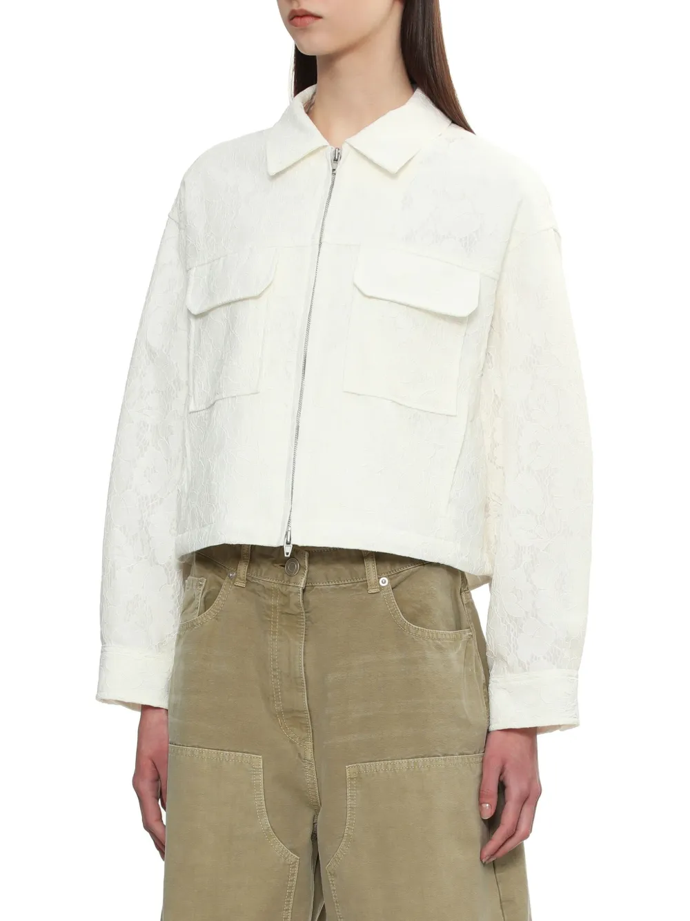 Juunj Lace-panelling Jacket In White
